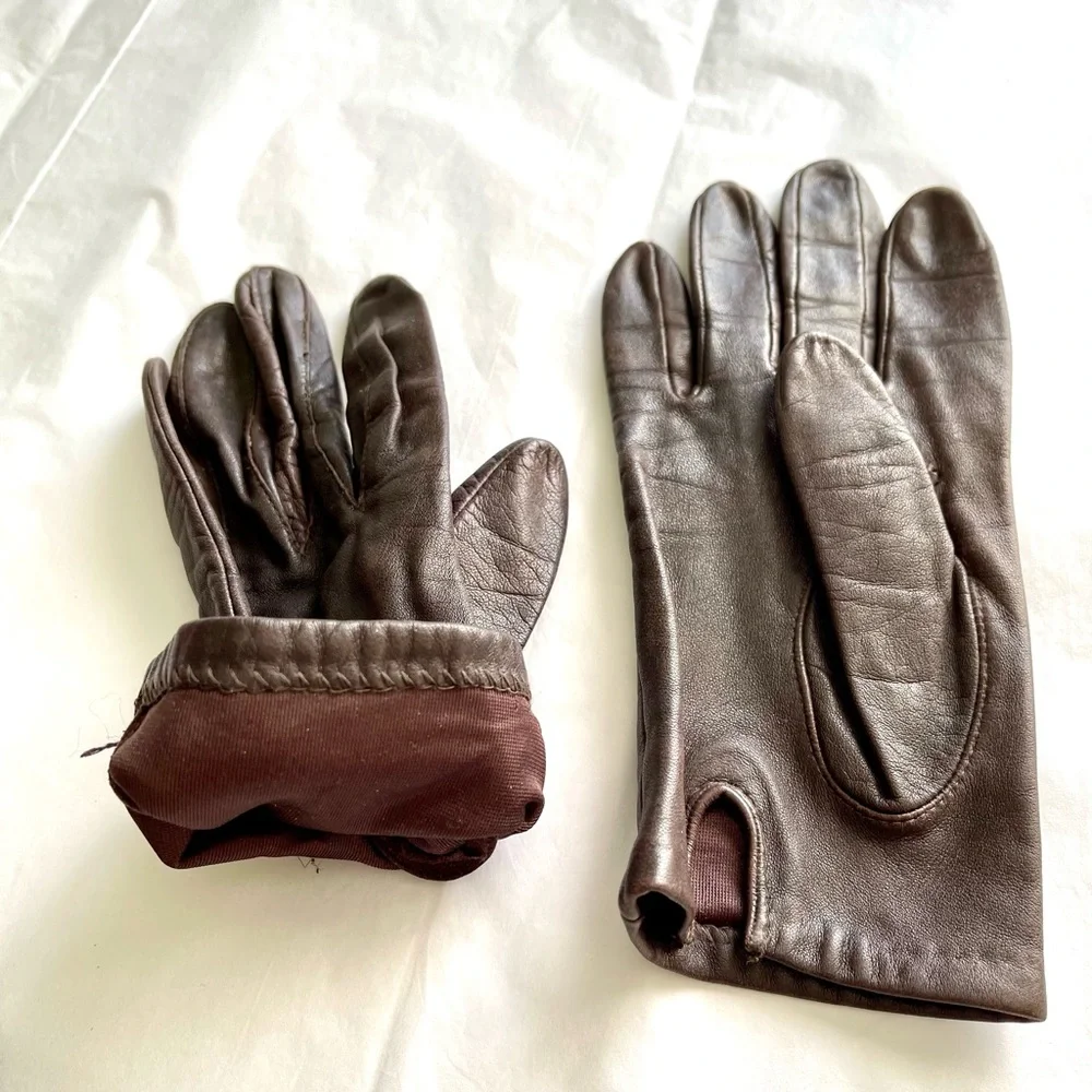 Real Leather Lined Gloves Medium